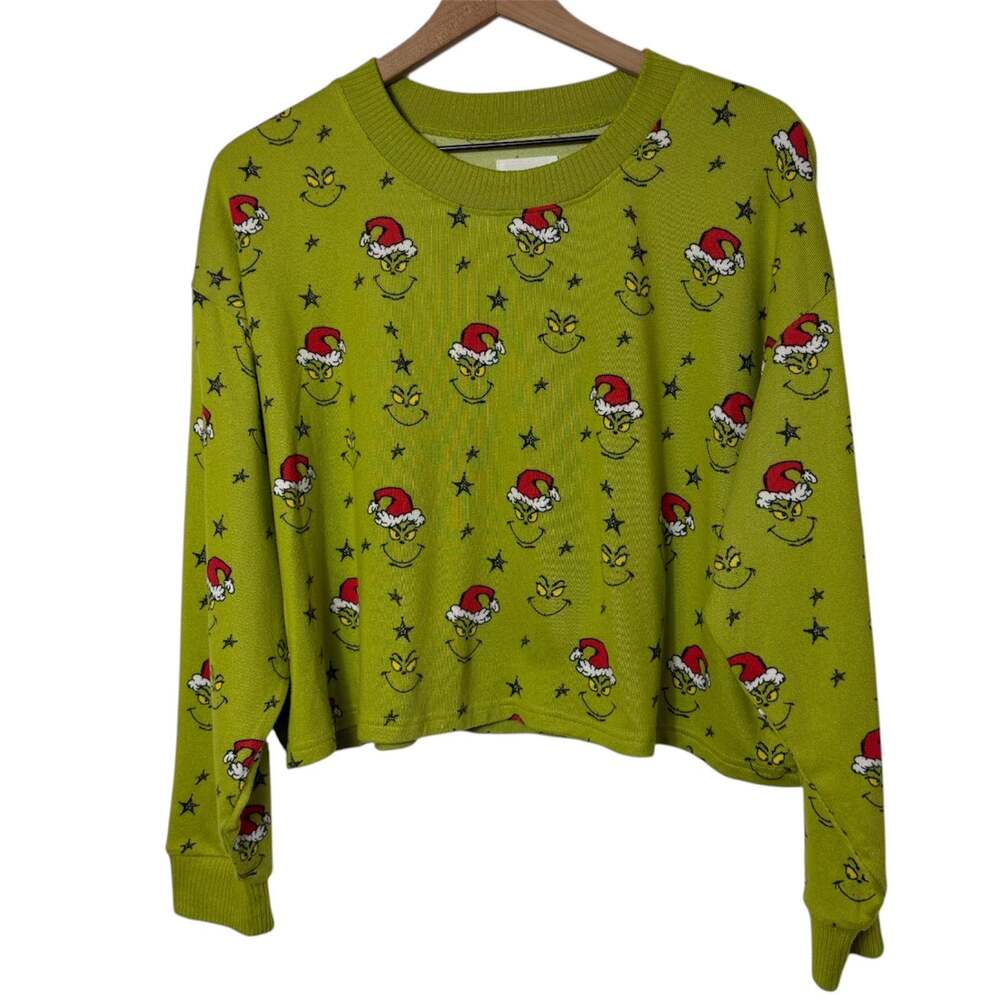 American Eagle Grinch Christmas Pajamas Top and Shorts Set L